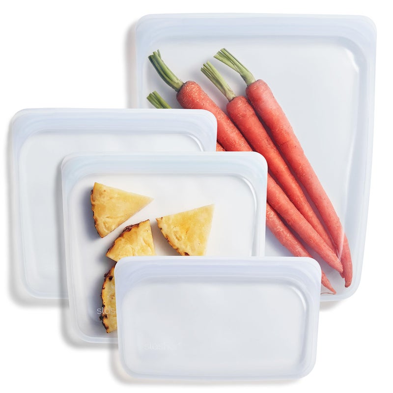 Stasher Stasher Premium Silicone Reusable Food Storage Bags 4Pack Clear MultiUse Food Storage Bags Lunch Bag Travel Containers BPA Free Leakfree DishwasherSafe Ecofriendly