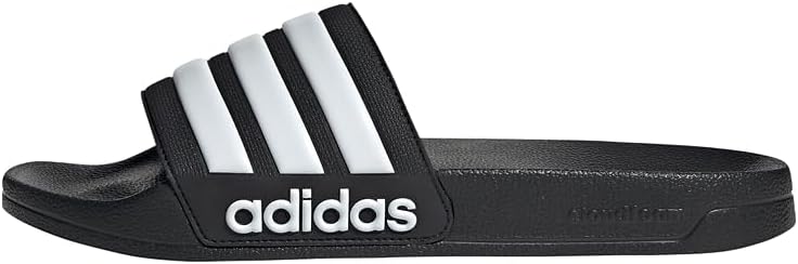 Adidas أديداس شريحة استحمام للبالغين غير محددة الجنس - أسود أساسي/أبيض فورتور - Image 1
