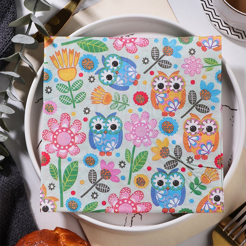 Supply Spot New Leaves Color Printing Napkin Paper Towel Western Restaurant Bakery For Facial Tissue - Image 1