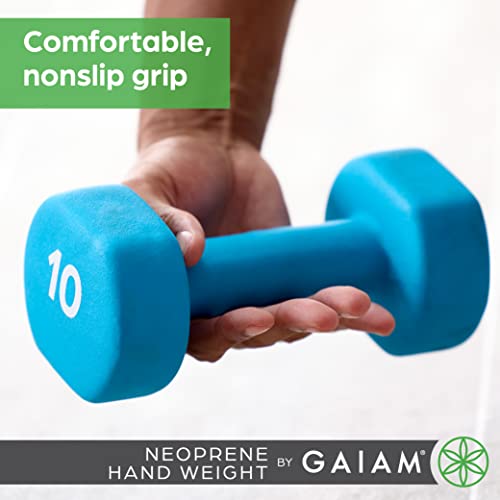Gaiam أوزان اليد من جايام (تباع بشكل فردي) - دمبل مغطى بالنيوبرين للتمارين الرياضية واللياقة البدنية لتمارين الصالة الرياضية المنزلية وتدريب القوة - أوزان حرة للنساء والرجال (5 رطل، برتقالي) - Image 3