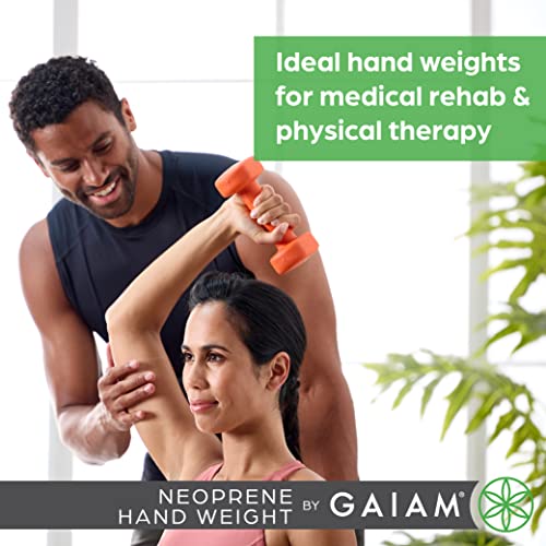 Gaiam أوزان اليد من جايام (تباع بشكل فردي) - دمبل مغطى بالنيوبرين للتمارين الرياضية واللياقة البدنية لتمارين الصالة الرياضية المنزلية وتدريب القوة - أوزان حرة للنساء والرجال (5 رطل، برتقالي) - Image 5