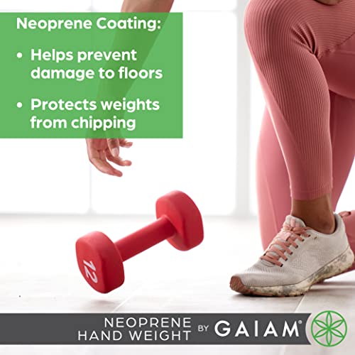 Gaiam أوزان اليد من جايام (تباع بشكل فردي) - دمبل مغطى بالنيوبرين للتمارين الرياضية واللياقة البدنية لتمارين الصالة الرياضية المنزلية وتدريب القوة - أوزان حرة للنساء والرجال (5 رطل، برتقالي) - Image 4