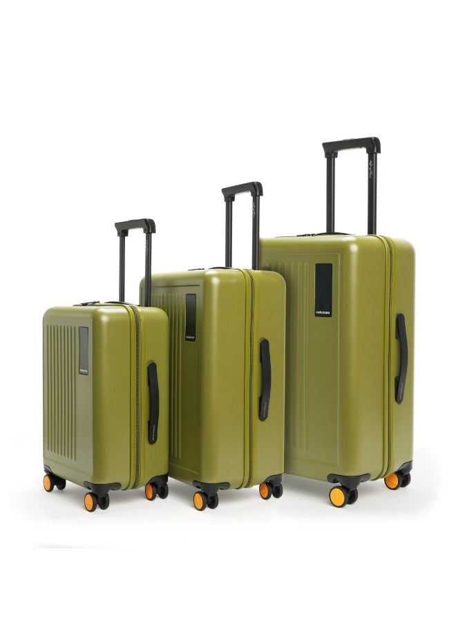 Mokobara MOKOBARA The Transit Set of 3 Luggage Polycarbonate Cabin Check-in Large Hardsided Suitcase With Built In Tsa Lock Travel Suitcase (Green) 