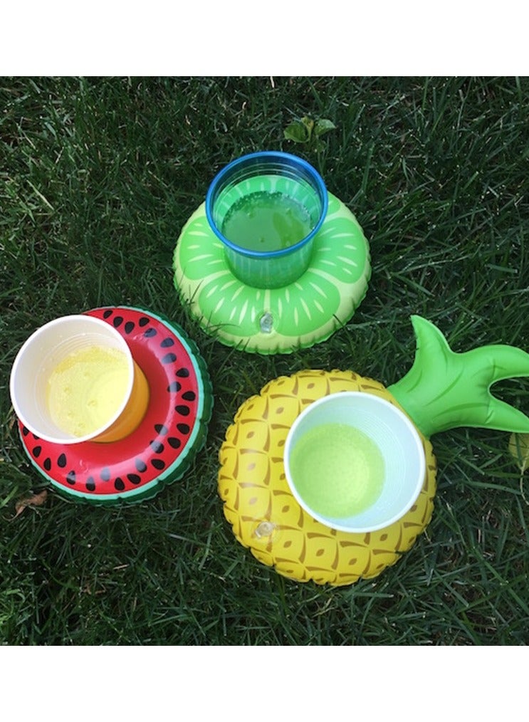 Loquat Pineapple Printed Inflatable Swimming Pool Portable Cup Holder With Pump - Image 4