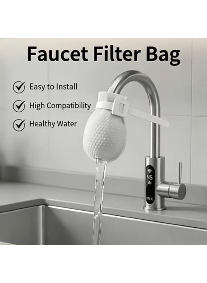 Universal Faucet Filter Replacement Bags Set of 10 with -1 Elastic Strap Fiber Water Tap, Filter Bags for Hot and Cold Water, Sediment Rust Scale Impurity Filtration Kitchen, Bathroom and Sink Use - Image 4
