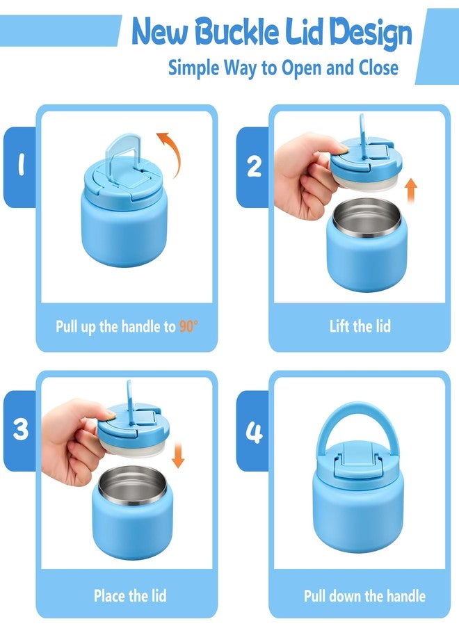 BABHAMNESS 13.5oz Soup Thermo for Hot Food Kids Insulated Vacuum Food Jar with Buckle Lid,Wide Mouth Leakproof Stainless Steel Lunch Container with Spoon-Blue - Image 4