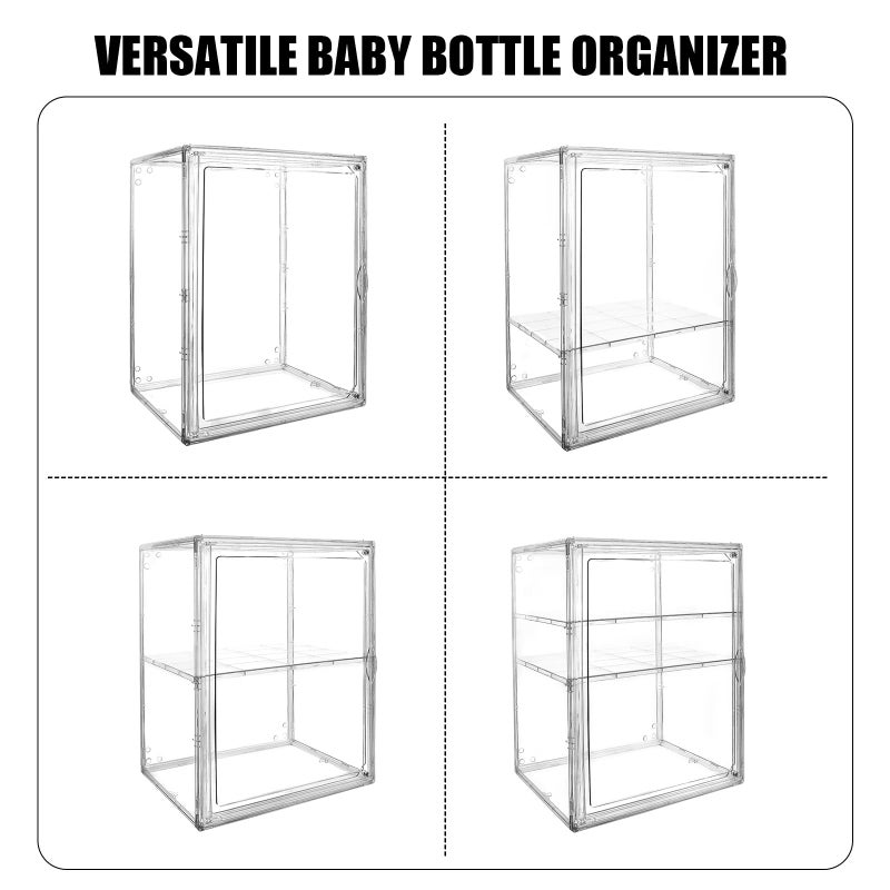 Kyntria Baby Bottle Organizer, 3 Tiers Adjustable Clear Acrylic Storage Station Case Box Container for Bottles, Pacifiers, Pump Parts, Bottle Organizer Baby for Countertop and Cabinet (M) - Image 4