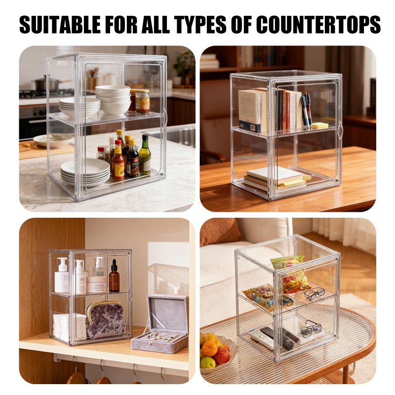 Kyntria Baby Bottle Organizer, 3 Tiers Adjustable Clear Acrylic Storage Station Case Box Container for Bottles, Pacifiers, Pump Parts, Bottle Organizer Baby for Countertop and Cabinet (M) - Image 5