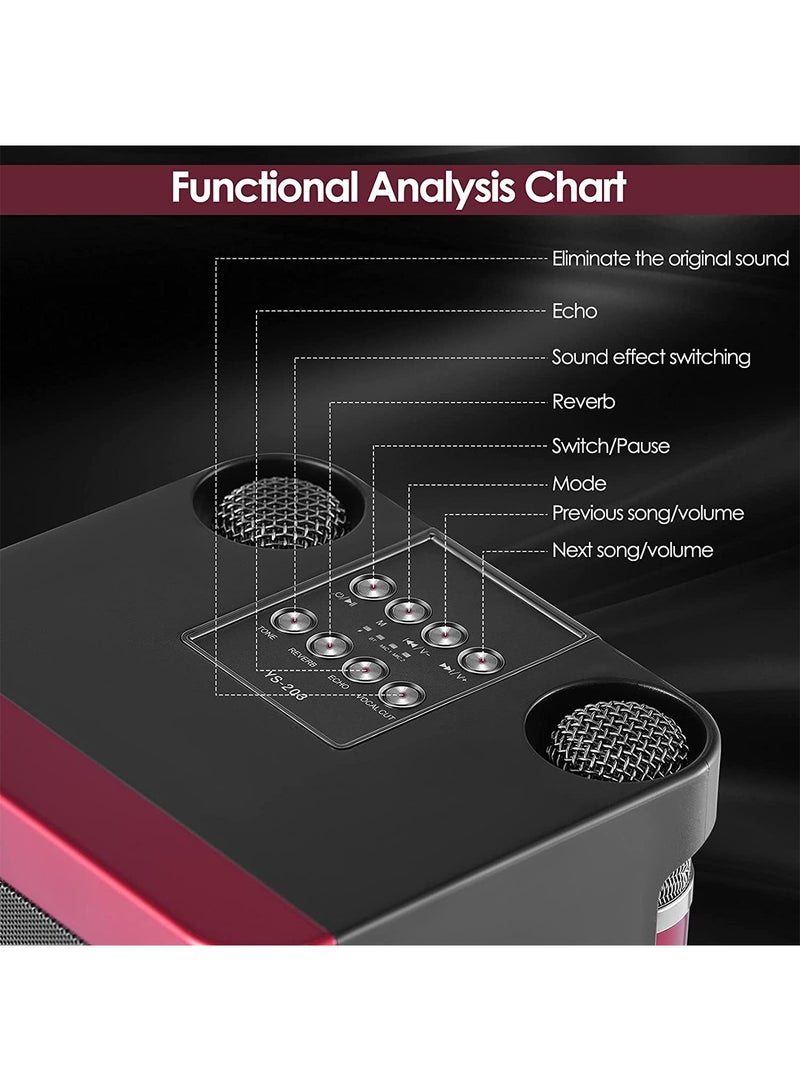 Karaoke Speaker Machine with 2 Wireless Microphones Portable Bluetooth with Echo and Vocal Cut - Image 5