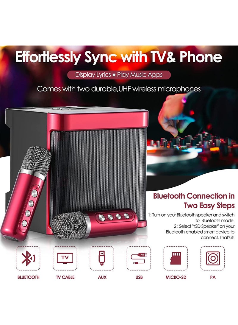 Karaoke Speaker Machine with 2 Wireless Microphones Portable Bluetooth with Echo and Vocal Cut - Image 4