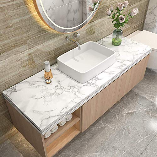 Elton Premium White Cloud Marble Furniture Film Interior Film Wallpaper for Cupboard Door, Almirah, Fridge, Tabletop, Wall, Floor, DIY & Other Renovation Projects : 50 Square feet - Image 4
