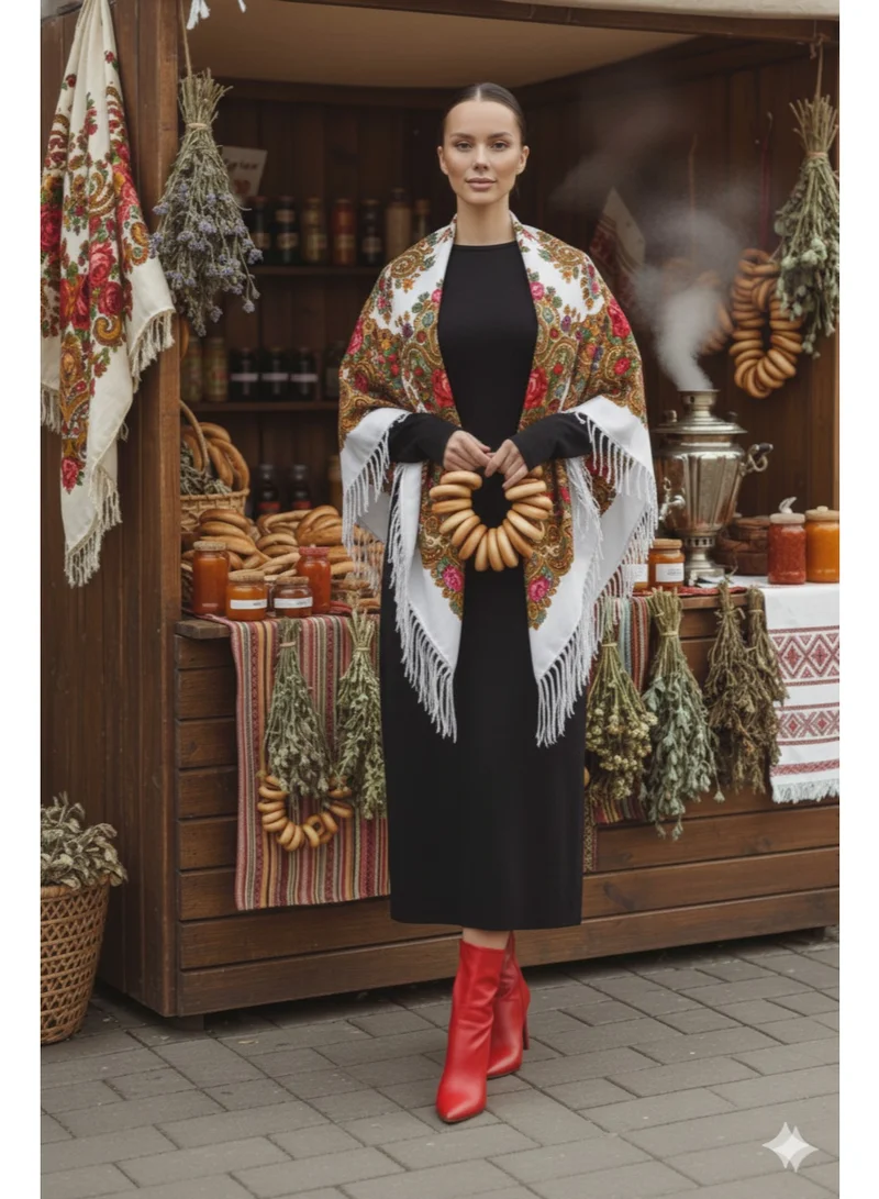 D'Daniela Diana Women's Eastern European Cotton Tassel Shawl