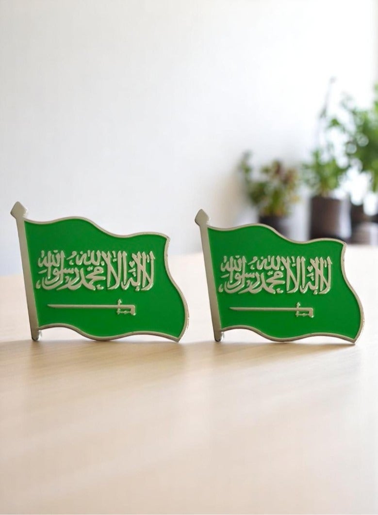صندوق العاب ملصق معدني علم السعودية قطعتين للجوال أو أي سطح أملس - Image 1