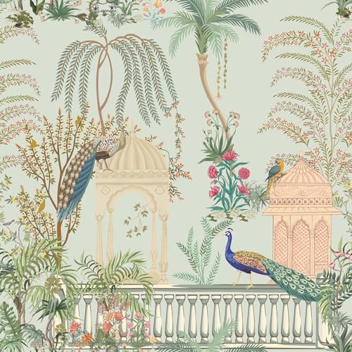 PAPER PLANE DESIGN Indian Ethnic Traditional Mughal Garden Floral Theme Wallpaper Mural. (10 FEET X 12 FEET, Canvas Texture - Non Adhesive) - Image 1