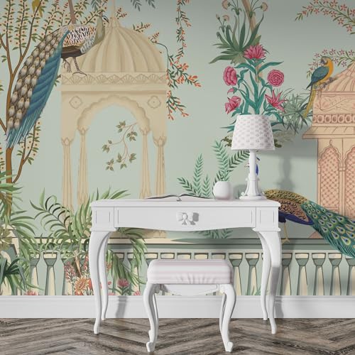 PAPER PLANE DESIGN Indian Ethnic Traditional Mughal Garden Floral Theme Wallpaper Mural. (10 FEET X 12 FEET, Canvas Texture - Non Adhesive) - Image 5