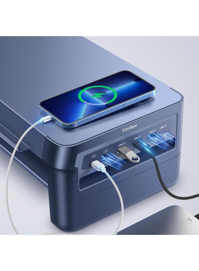Deer Is Luwai Computer Monitor Riser Stand, Laptop Stand, Usb Expansion Desktop Lifting Display Screen Bracket, Front Storage Slot, Double Layer, Wireless Charging, Fast Charging, Zw0241-jd - Image 4
