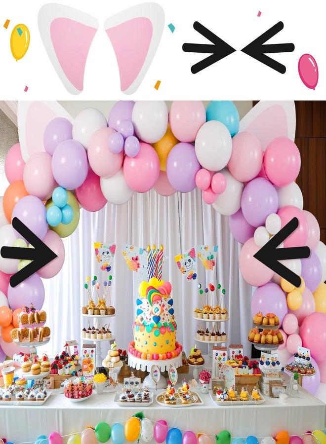 هونغداو مجموعة بالونات حفلات منزلية للبنات من هونغداو، 227 قطعة، تتضمن قوس بالونات مزين بزخارف على شكل إكليل بالونات، وزينة كبيرة على شكل أذن ولحية لحفلات أعياد الميلاد ذات طابع القطط. - Image 4