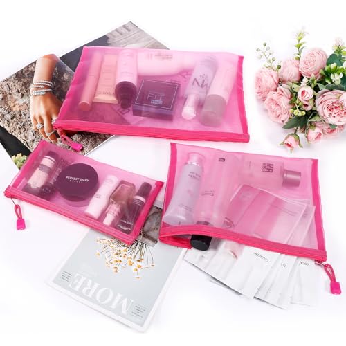Sinzip 12 Pieces Zipper Nylon Mesh Pouch, Mesh Cosmetic Bags Makeup Bags Pencil Case, Multipurpose Travel Bags for Cosmetic School Office Supplies and Travel Accessories (Black, Assorted Sizes) - Image 5