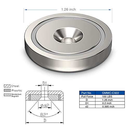 GREATMAG Neodymium Round Base Cup Magnets with Heavy Duty Countersunk Hole, 110 lbs Strong Rare Earth Magnets with Screws for Refrigerator, Office, DIY, Craft, 1.26 Inch x 0.2 inch, Pack of 10 - Image 3