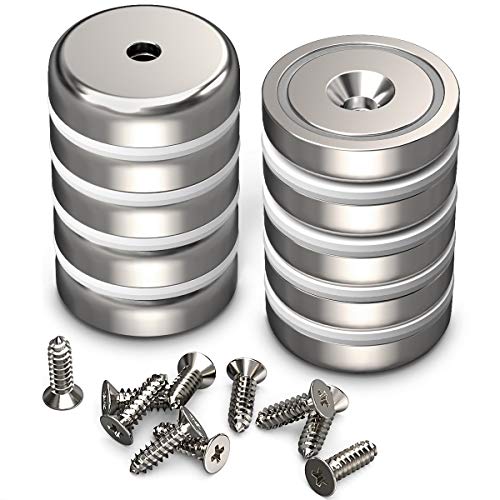 GREATMAG Neodymium Round Base Cup Magnets with Heavy Duty Countersunk Hole, 110 lbs Strong Rare Earth Magnets with Screws for Refrigerator, Office, DIY, Craft, 1.26 Inch x 0.2 inch, Pack of 10 - Image 1
