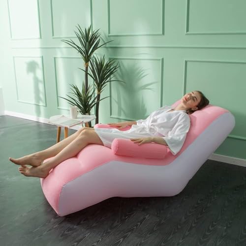 DIVINE PVC Inflatable Recliner Sofa for Ultimate Relaxation Inflatable Lounge Chair with Footstool, Durable Material, Lightweight & Portable, Ideal for Home, Office (Black-5) - Image 2