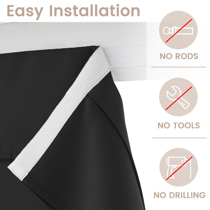 Vatge Blackout Door Curtains - Sidelight Window Curtain Privacy Thermal Insulated Small Window Covering for Sliding Door/Patio/Office, 1 Panel, W12 x L70, Black - Image 2
