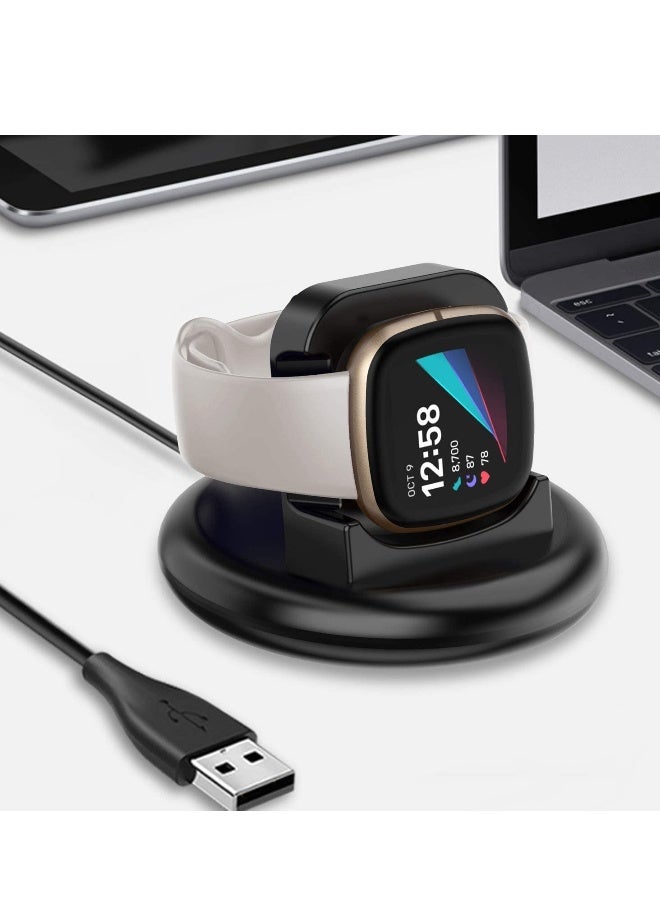 شاحن متوافق مع ساعة Fitbit Sense/Versa 3، قاعدة شحن مضادة للانزلاق، كابل بديل، محطة مع ملحقات سلك بطول 100 سم، حامل قاعدة لساعة Sense/Versa 3 الذكية - Image 5