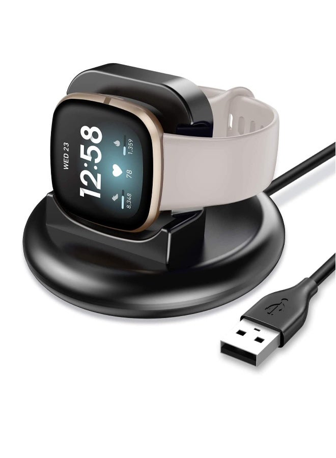 شاحن متوافق مع ساعة Fitbit Sense/Versa 3، قاعدة شحن مضادة للانزلاق، كابل بديل، محطة مع ملحقات سلك بطول 100 سم، حامل قاعدة لساعة Sense/Versa 3 الذكية - Image 1