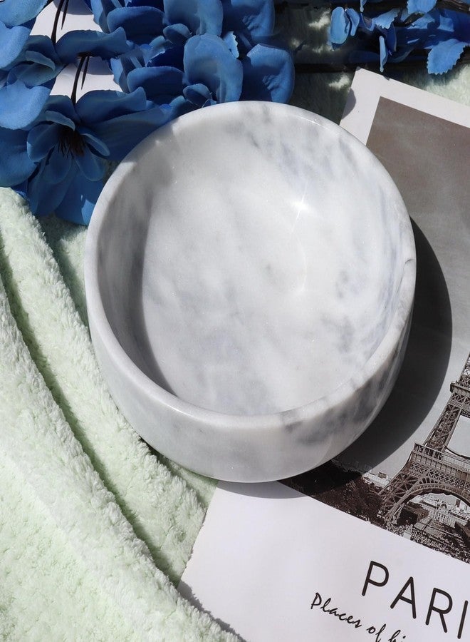 Neeenn 5.9" Natural White Marble Decorative Bowl with Non-Slip Base - Heavy Duty Modern Key Holder, Wedding Candy Dish, Office Desk Organizer for Contemporary Home Decor - Image 3