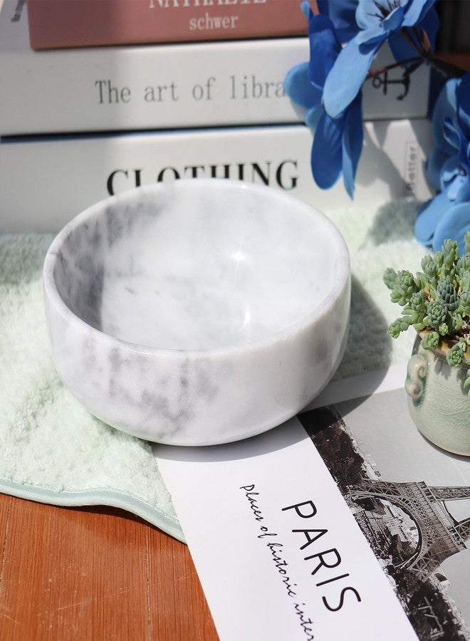 Neeenn 5.9" Natural White Marble Decorative Bowl with Non-Slip Base - Heavy Duty Modern Key Holder, Wedding Candy Dish, Office Desk Organizer for Contemporary Home Decor - Image 2