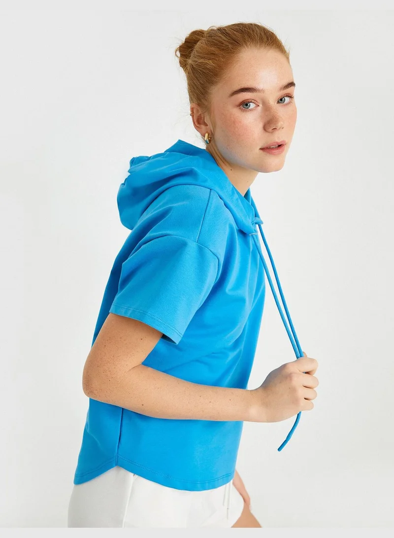 كوتون Short Sleeve Hoodie