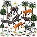 MiniInflat 39 Pcs Rainforest Animals Figures Toys Set Rainforest Diorama Supplies for Kids Jungle Animal Figurines Miniature Model Trees for Historical Education School Project Birthday Party Decor - Image 3