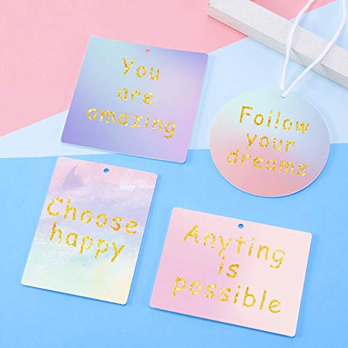 Maitys 25 Pieces Sublimation Air Freshener Blanks Sheets Car Freshies Supplies Starter Kit Diy Felt Scented Sheet with Elastic Rope for Car Interior Use and Decor, 4 Styles - Image 4