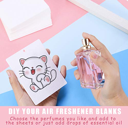 Maitys 25 Pieces Sublimation Air Freshener Blanks Sheets Car Freshies Supplies Starter Kit Diy Felt Scented Sheet with Elastic Rope for Car Interior Use and Decor, 4 Styles - Image 5