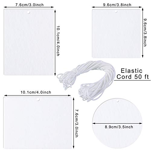 Maitys 25 Pieces Sublimation Air Freshener Blanks Sheets Car Freshies Supplies Starter Kit Diy Felt Scented Sheet with Elastic Rope for Car Interior Use and Decor, 4 Styles - Image 2