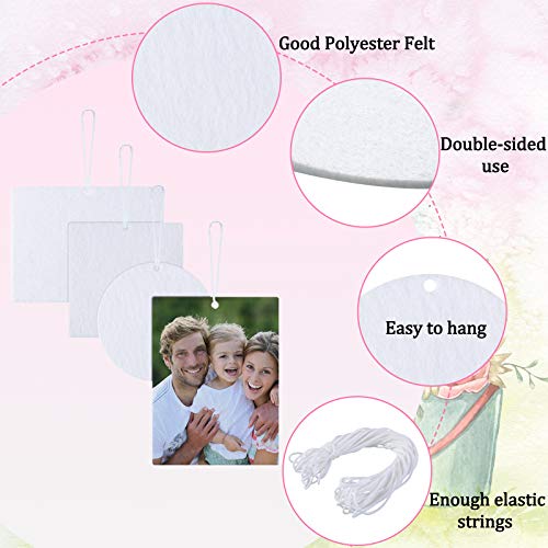 Maitys 25 Pieces Sublimation Air Freshener Blanks Sheets Car Freshies Supplies Starter Kit Diy Felt Scented Sheet with Elastic Rope for Car Interior Use and Decor, 4 Styles - Image 3