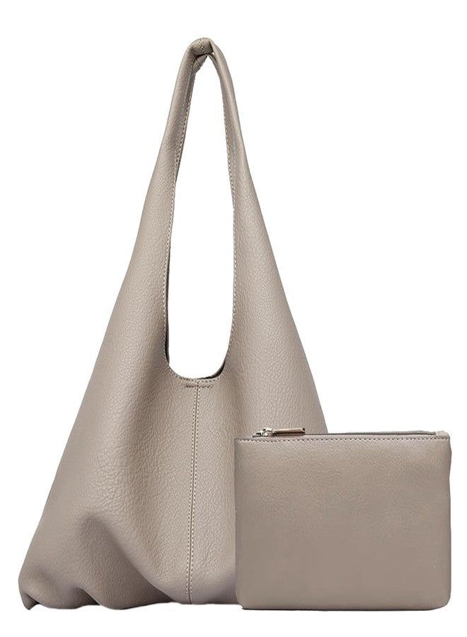 Caistre Slouchy Hobo Bags for Women Retro Vegan Leather Purse Luxury Designer Shoulder Bag Fashion Shopping Tote Bag 2pcs - Image 1