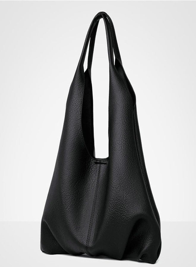 Caistre Slouchy Hobo Bags for Women Retro Vegan Leather Purse Luxury Designer Shoulder Bag Fashion Shopping Tote Bag 2pcs - Image 3