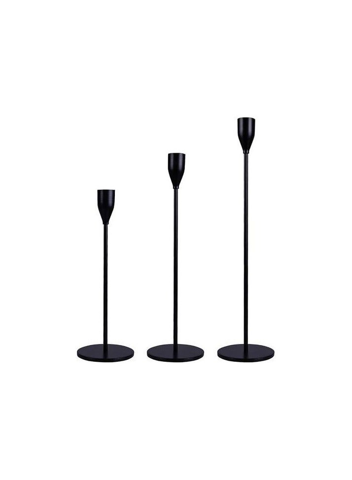 Candle Holder Set of 3 (Black, Matte Metal) - Image 1