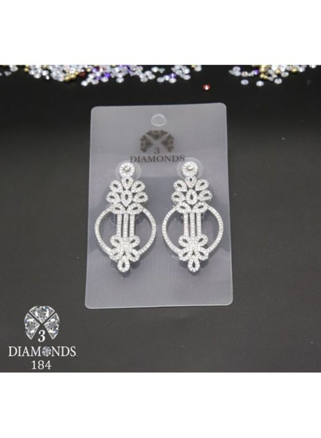 حلق شاندلير Platinum & Rhodium Plated – فصوص Cubic Zirconia لامعة