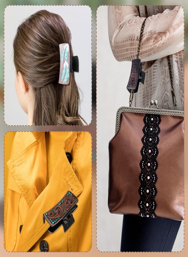 LLOUSSAK 4Pcs Western Hair Clips for Women, Large Cowhide Pattern Resin Claw Clips, Cowgirl Aesthetic Hair Claw Clips, Western Hair Accessories Vintage Hairpin Gifts for Thick Thin Hair Jewelry Stuff - Image 5