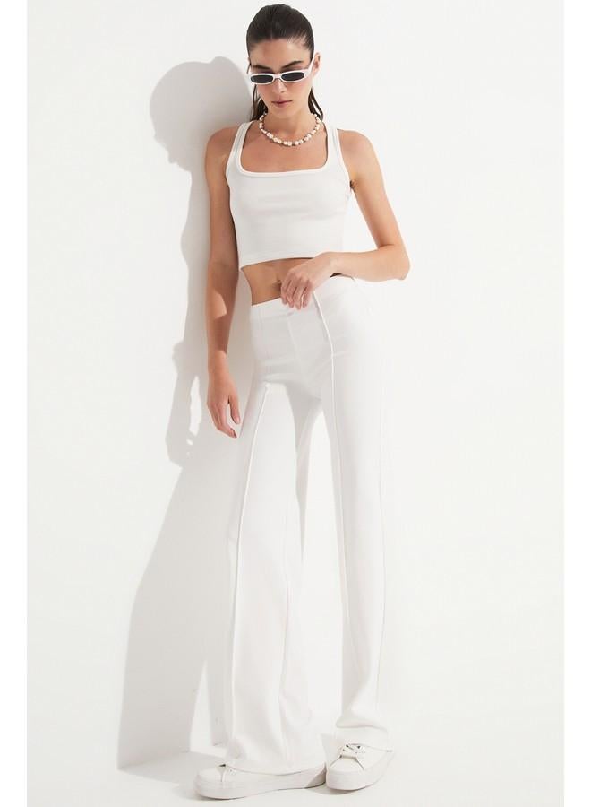 جون بنطلون ضيق مفصل بخياطة يونيو أبيض - Image 4