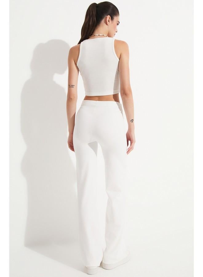 جون بنطلون ضيق مفصل بخياطة يونيو أبيض - Image 5