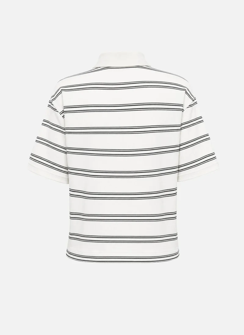 Lichi  Loose-fitting cotton polo shirt with contrasting stripes for Women | Best Price UAE