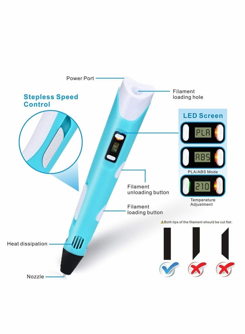 3D Drawing Pen With Display And Adjustable Speed And Temperature, with 12 Colors Filament, Holiday Christmas Toys Gifts for Kids - Image 2