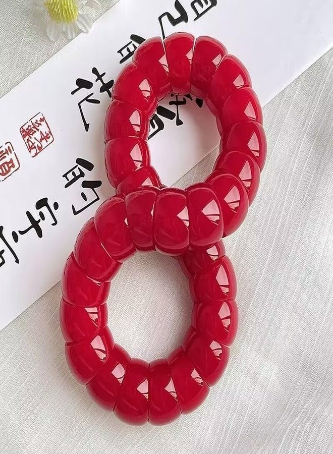 DATOA Natural Bodhi Seeds Beaded Bracelet for Women Men Fidget Bracelet Anxiety Stress Bracelet-Red - Image 3