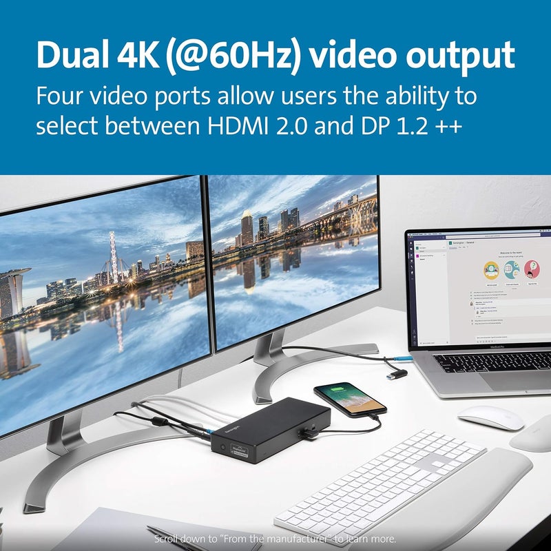 Kensington Kensington SD4780P Displaylink USBC Docking Station for Windows MacBooks ane Surface  Dual 4K Video 100W PD K33620NA - Image 2