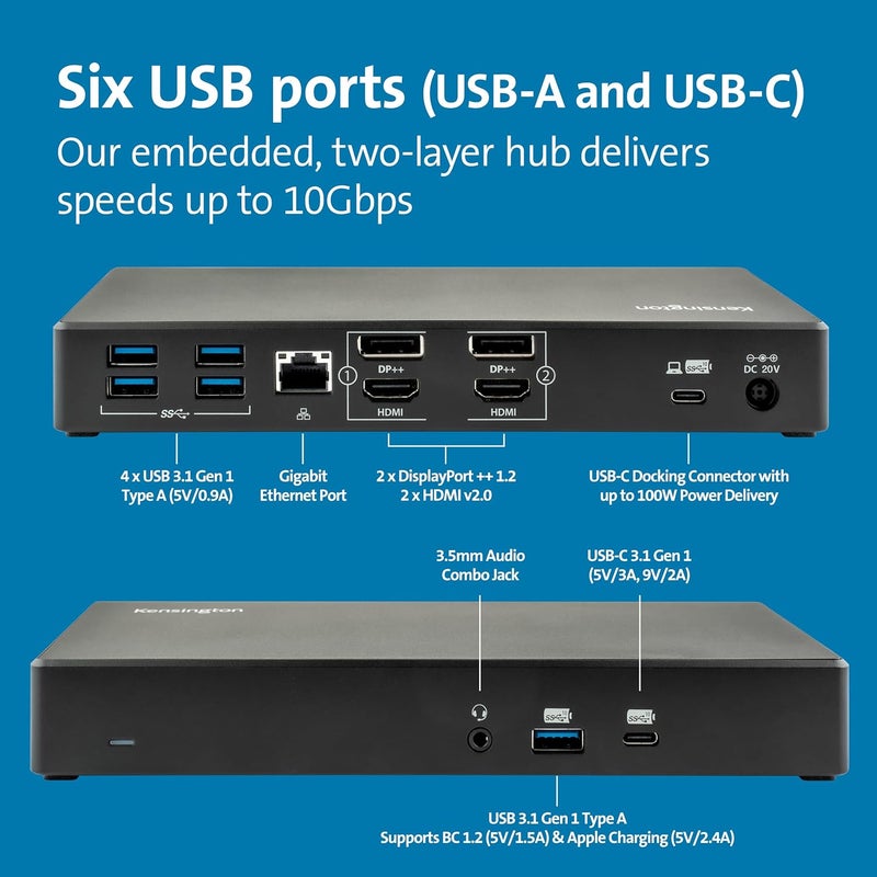 Kensington Kensington SD4780P Displaylink USBC Docking Station for Windows MacBooks ane Surface  Dual 4K Video 100W PD K33620NA - Image 3