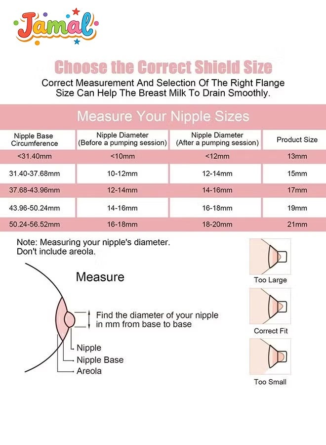 Jamal 10PCS Breast Pump Flange Inserts 13/15/17/19/21mm with Ruler – Compatible with Momcozy S12 Pro, S9 Pro, S12, S9 – Milk Pump Replacement Accessories - Image 5