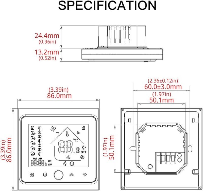 منظم الحرارة الذكي القابل للبرمجة لتسخين الأرضيات بالماء، متحكم في درجة الحرارة، اللون 2 - Image 3